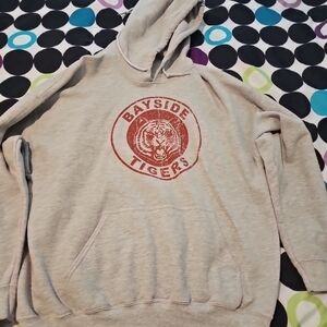 Gildan Heather Gray Hoodie with Red Bayside Tigers Logo